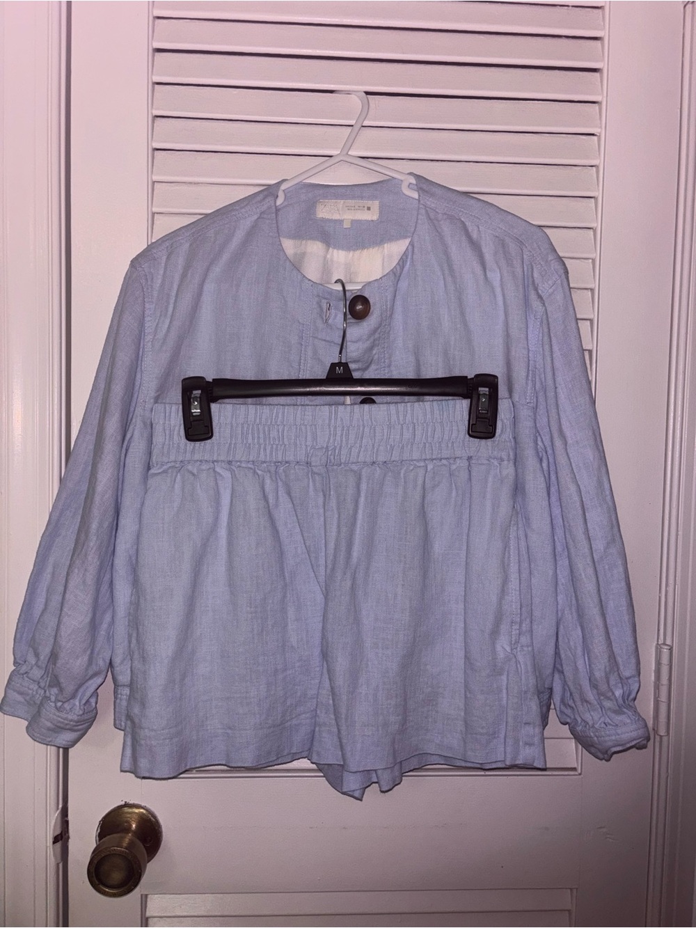 Zara Light Blue Linen Blend Set size XS